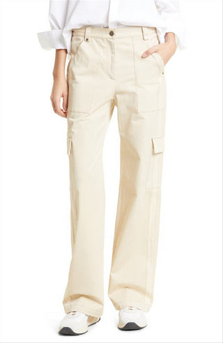 Calça cargo TWP Izzy de algodão elástico, cáqui, tamanho 12