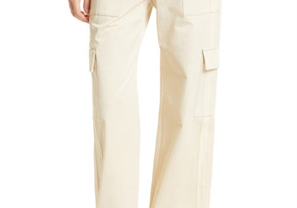 Calça cargo TWP Izzy de algodão elástico, cáqui, tamanho 12