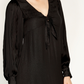 Vestido midi plissado com babados Belldini feminino, preto, tamanho pequeno