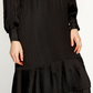 Vestido midi plissado com babados Belldini feminino, preto, tamanho pequeno