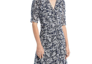 Vestido midi franzido Suzie Sea New York azul marinho