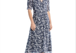 Vestido midi franzido Suzie Sea New York azul marinho