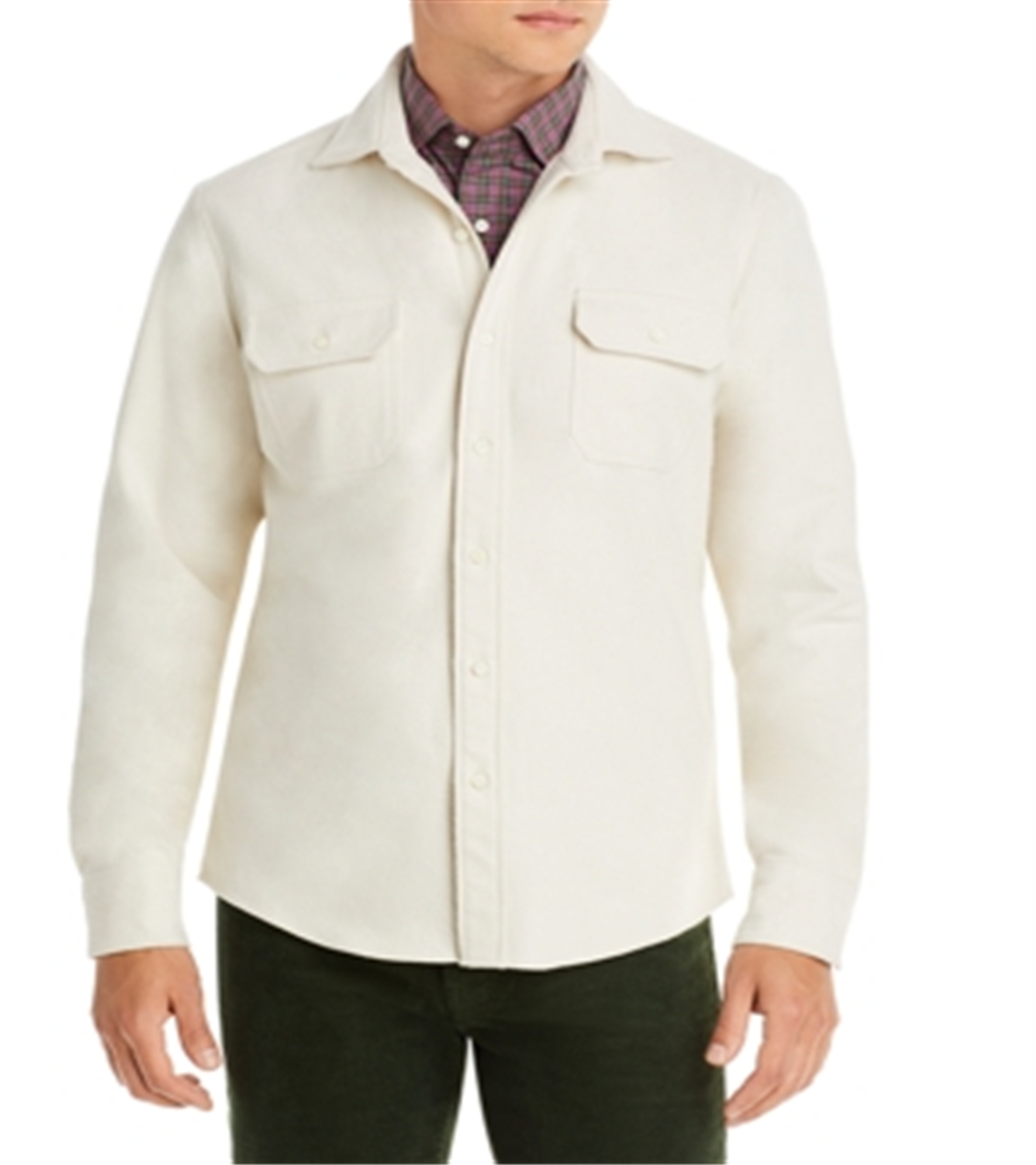 Camisa utilitária masculina Sid Mashburn de algodão com botões, branca, tamanho G