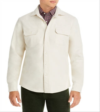 Camisa utilitária masculina Sid Mashburn de algodão com botões, branca, tamanho G