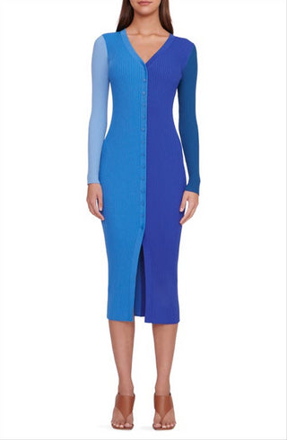 Staud Women's Shoko Colorblock Sweater Blue Size L