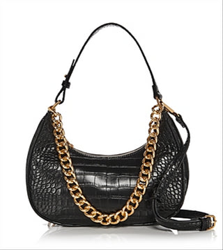Bolsa de ombro feminina Aqua com relevo, preta