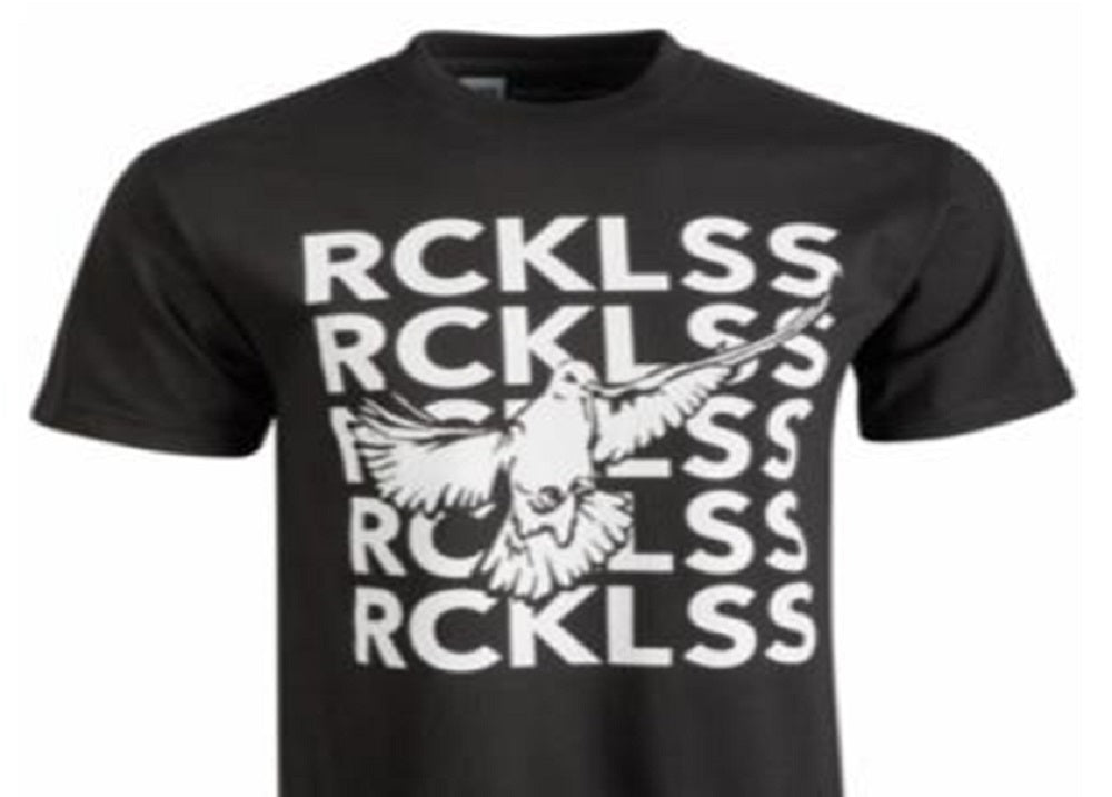 Camiseta masculina com estampa gráfica e logotipo Rising da Young &amp; Reckless, preta, tamanho XX-G