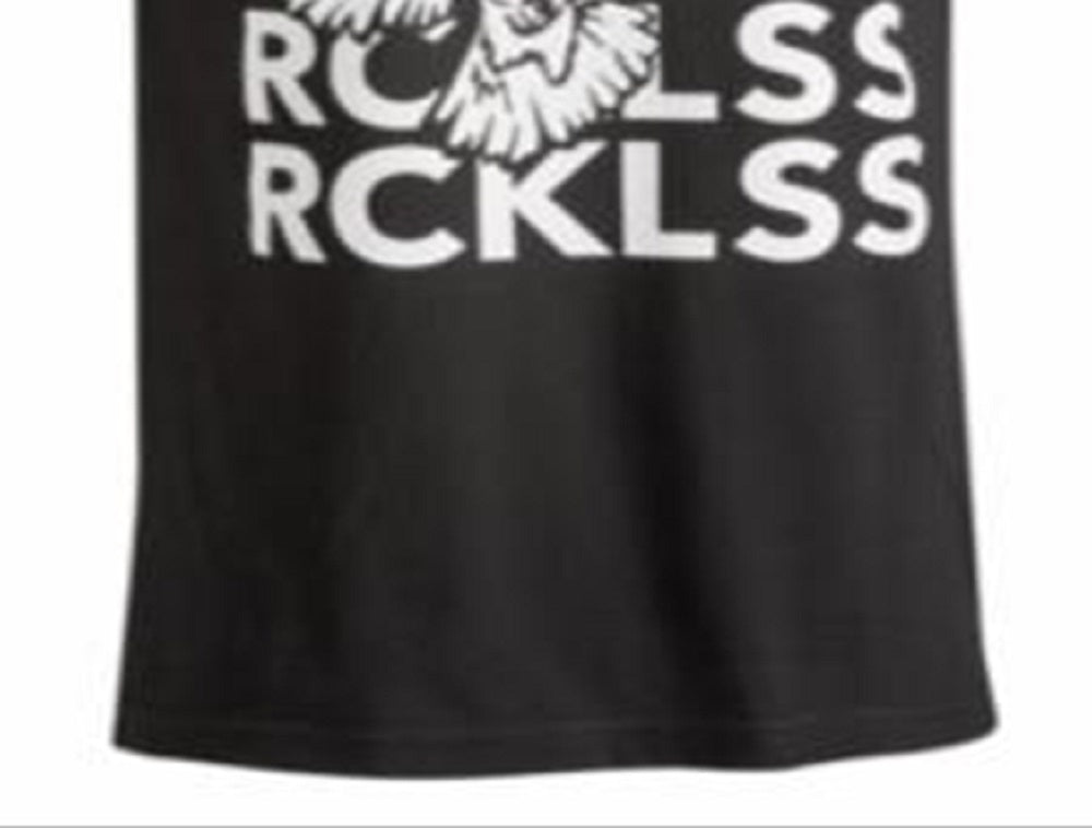 Camiseta masculina com estampa gráfica e logotipo Rising da Young &amp; Reckless, preta, tamanho XX-G