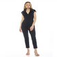 Macacão feminino grande azul Niamah com gola militar ALEXIA ADMOR