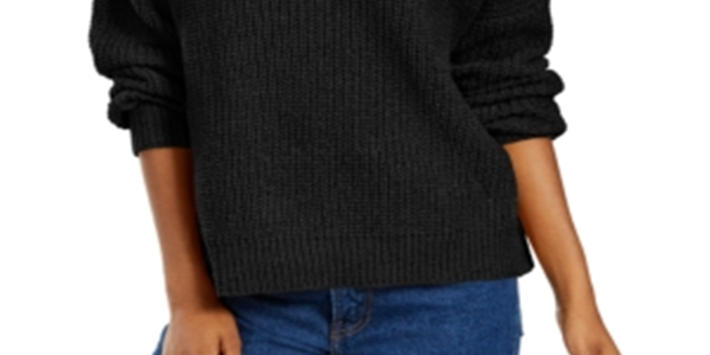 Suéter Hippie Rose Junior's Chenille com decote em V, preto, tamanho X-S