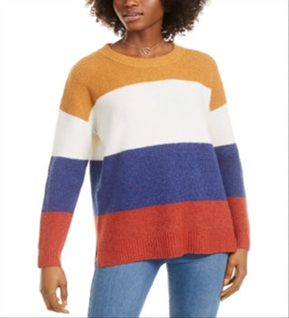 Hippie Rose Junior's Colorblocked Thermal Knit Sweater Yellow Size X-Large