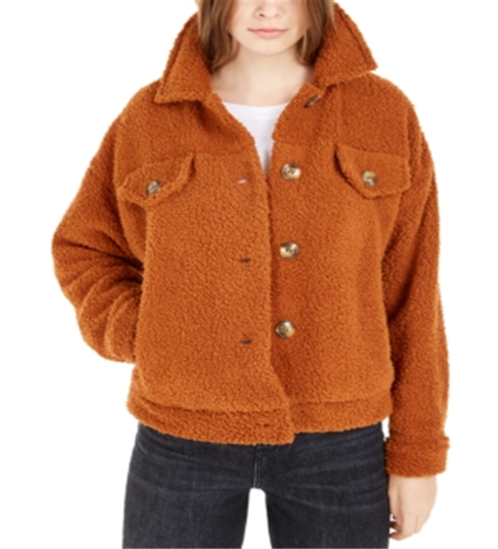 Jaqueta Trucker Sherpa Hippie Rose Junior Marrom Tamanho X-S