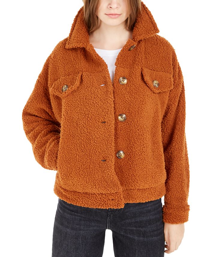 Jaqueta Trucker Sherpa Hippie Rose Junior Marrom Tamanho Grande