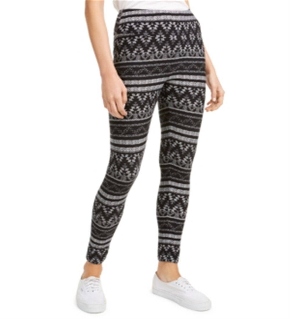 Leggings estampadas de cintura alta Hippie Rose Junior, pretas, tamanho médio