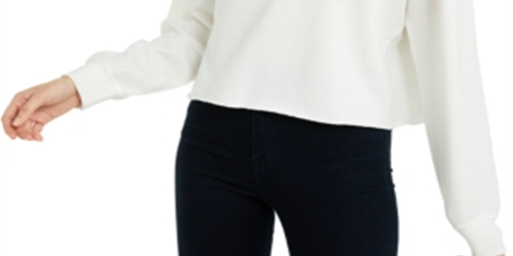 Moletom Hippie Rose Junior's Raw Hem Branco Tamanho X-S