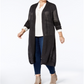 Belldini Cardigan Feminino Plus Pointelle Stitch Duster Cinza Tamanho 1X