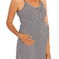 Conjunto de vestido de amamentação, robe e cobertor para bebê Angel Maternity em listras azul-marinho, tamanho X-Small Azul