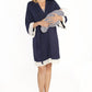 Conjunto de vestido de amamentação, robe e cobertor para bebê Angel Maternity em listras azul-marinho, tamanho X-Small Azul