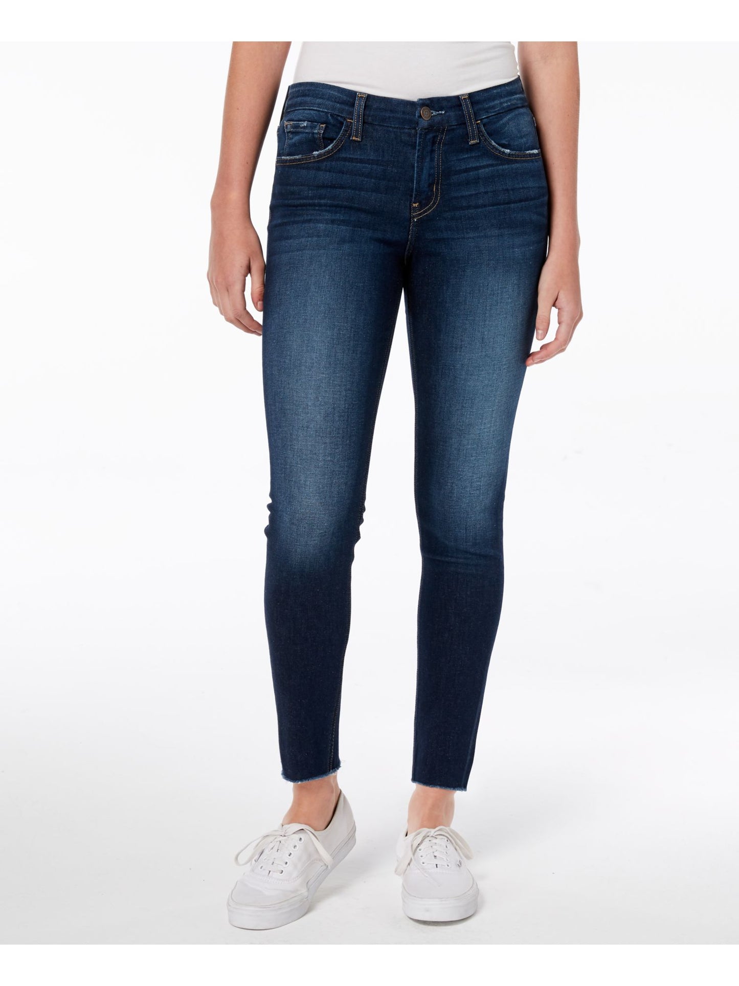 Calça jeans skinny feminina Flying Monkey, azul, desfiada, tamanho 26