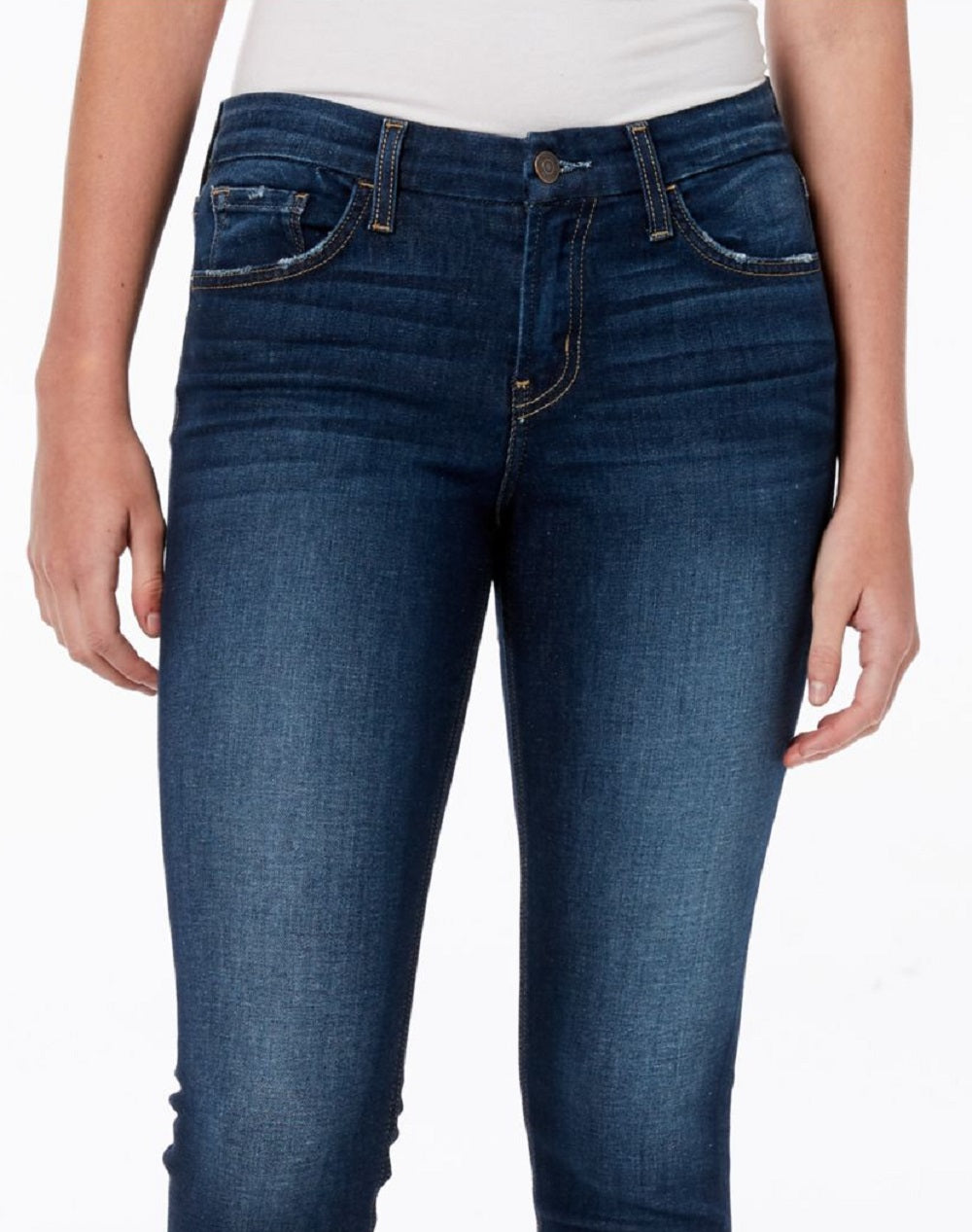 Calça jeans skinny feminina Flying Monkey, azul, desfiada, tamanho 26