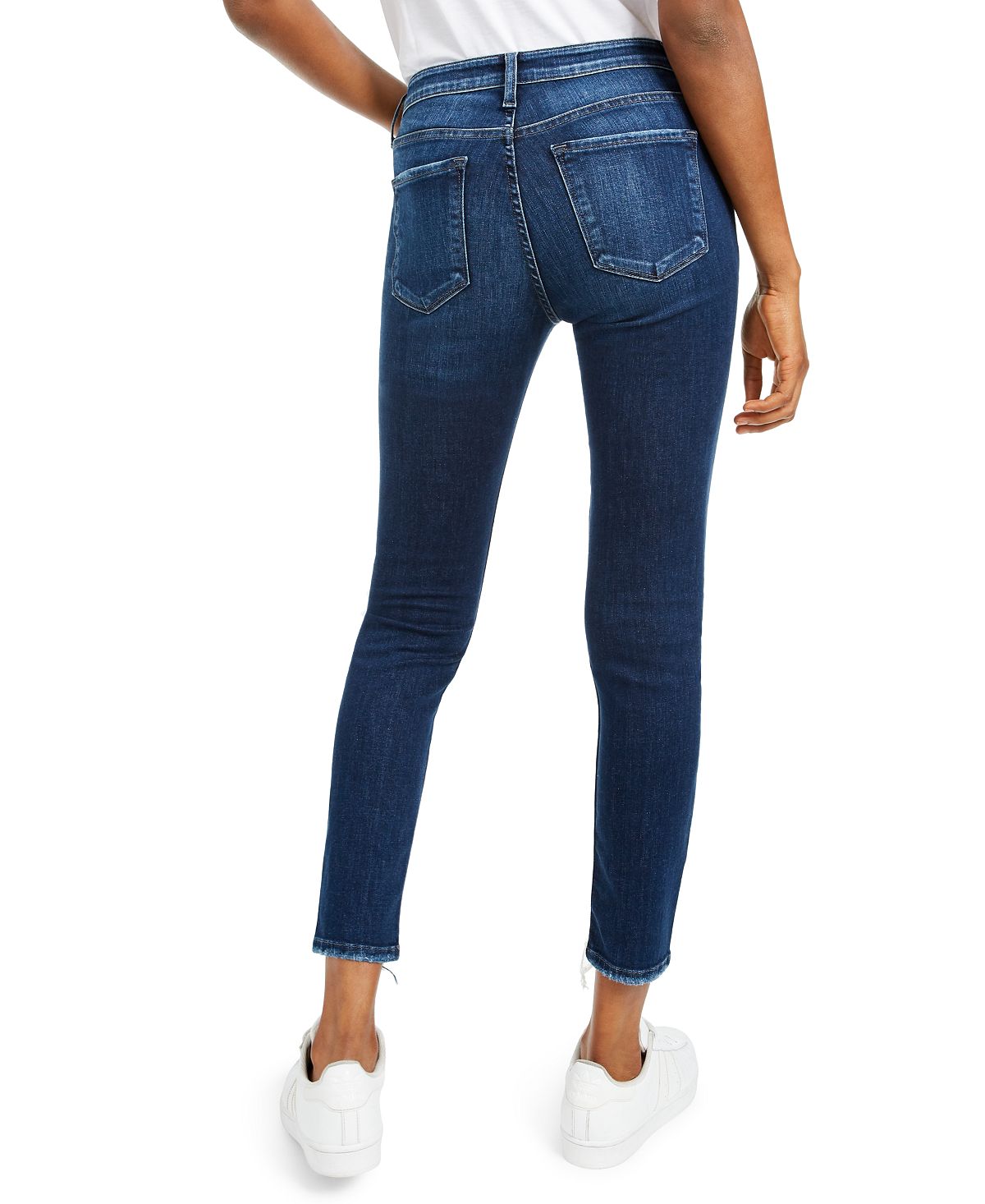 Calça jeans skinny desfiada e cropped feminina Flying Monkey, azul, tamanho 30