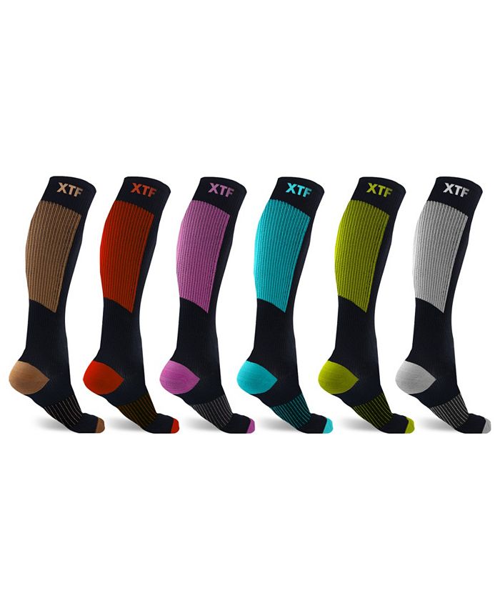 Meias de compressão masculinas Extreme Fit, 6 pares, cobre, marrom, tamanho pequeno