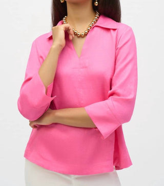 Joseph Ribkoff - Blusa de linho com gola quadrada