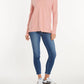 Mododoc - Long Sleeve Wide V-neck Tunic Top