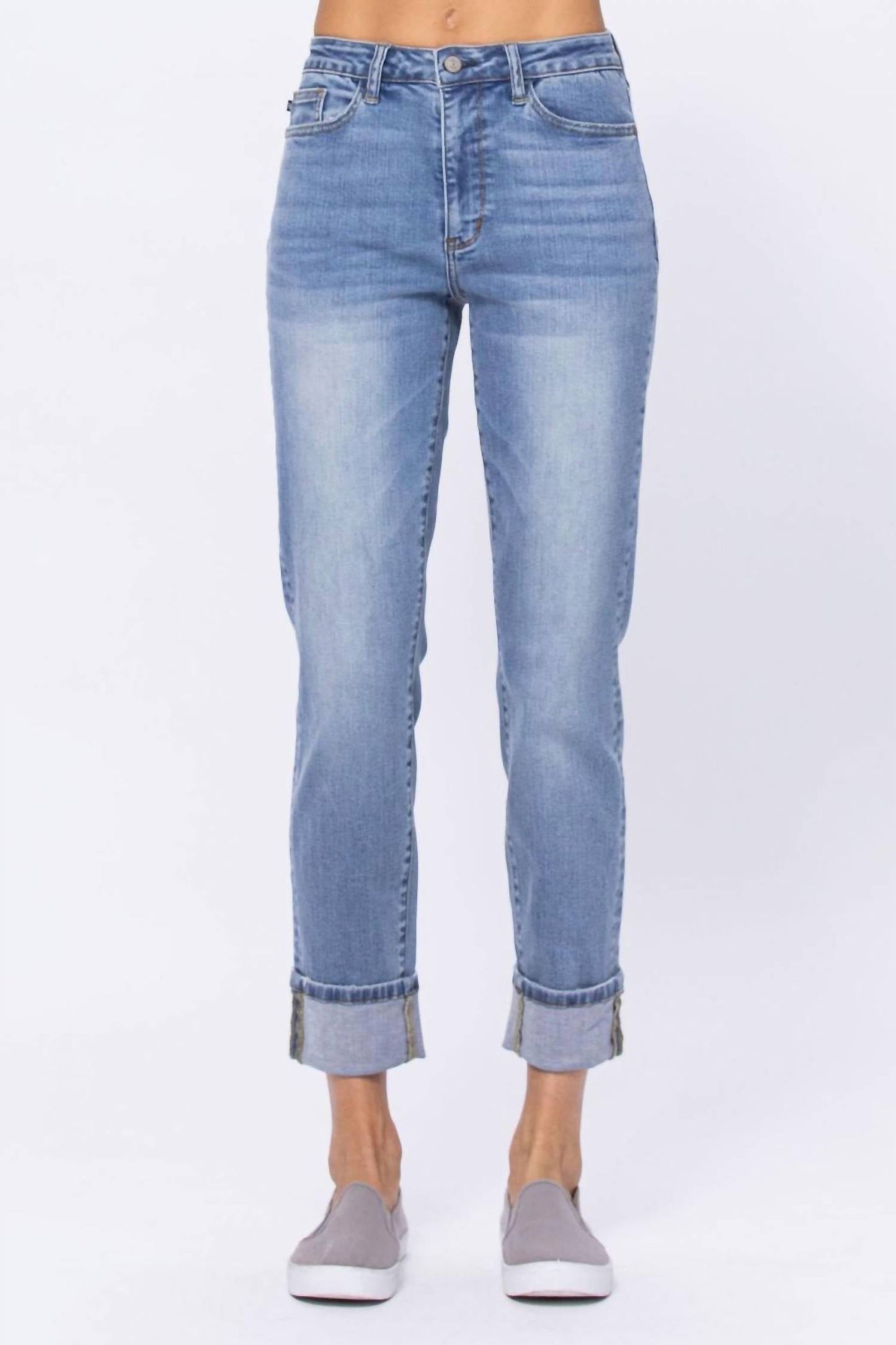 Judy Blue - Hi Waist Vintage Wash Boyfriend Jeans