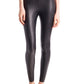 Leggings femininas de couro sintético de cintura alta, pretas, tamanho M