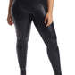 Leggings femininas de couro sintético de cintura alta, pretas, tamanho M