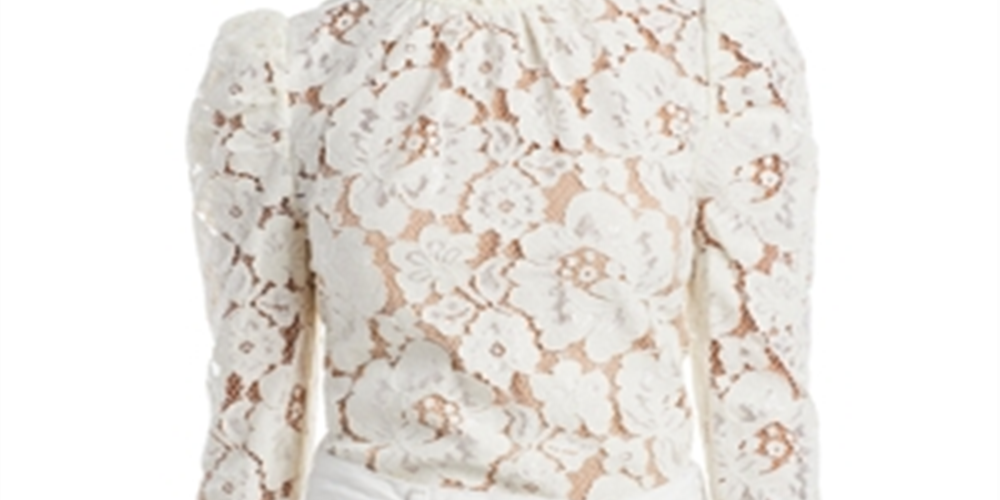 Wayf Feminino Erika Puff Sleeve Lace Top Branco Tamanho XS