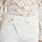 Wayf Feminino Erika Puff Sleeve Lace Top Branco Tamanho XS