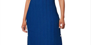 Vestido Leota Hilary em malha canelada variada Gala Azul Tamanho P