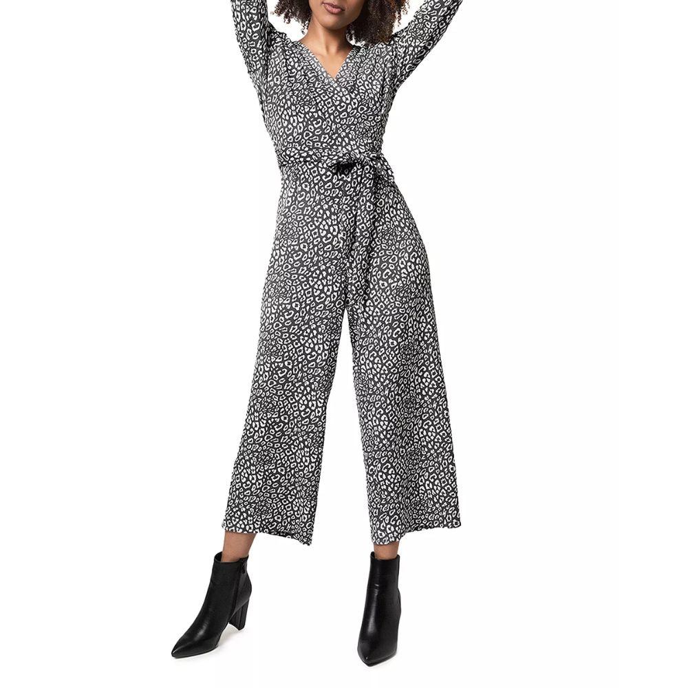 Macacão feminino Leota Kayla com estampa de chita, cinza, tamanho XX-G