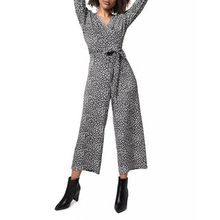 Macacão feminino Leota Kayla com estampa de chita, cinza, tamanho XX-G