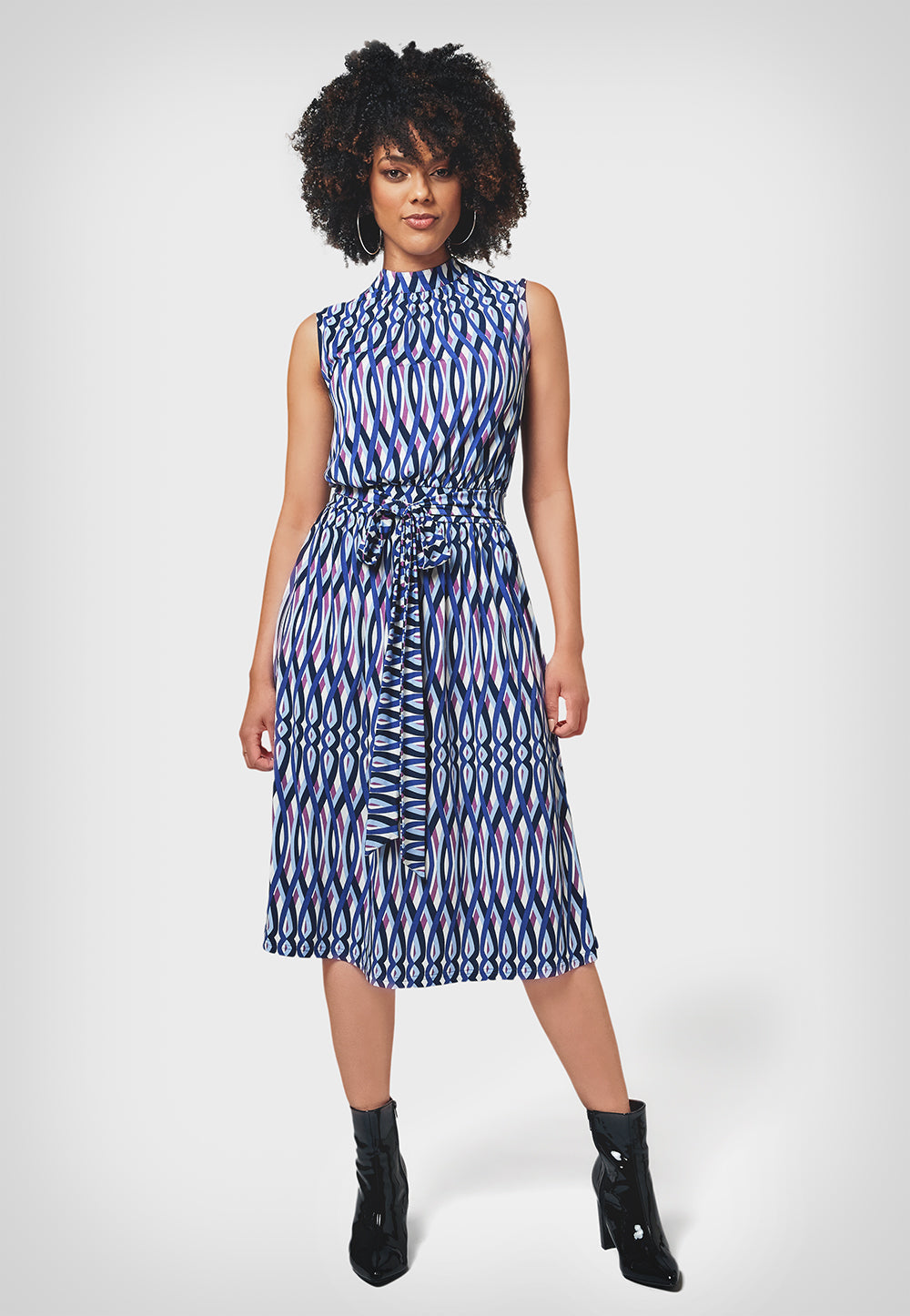 Vestido Mindy sem mangas feminino Leota em azul cristal retrô