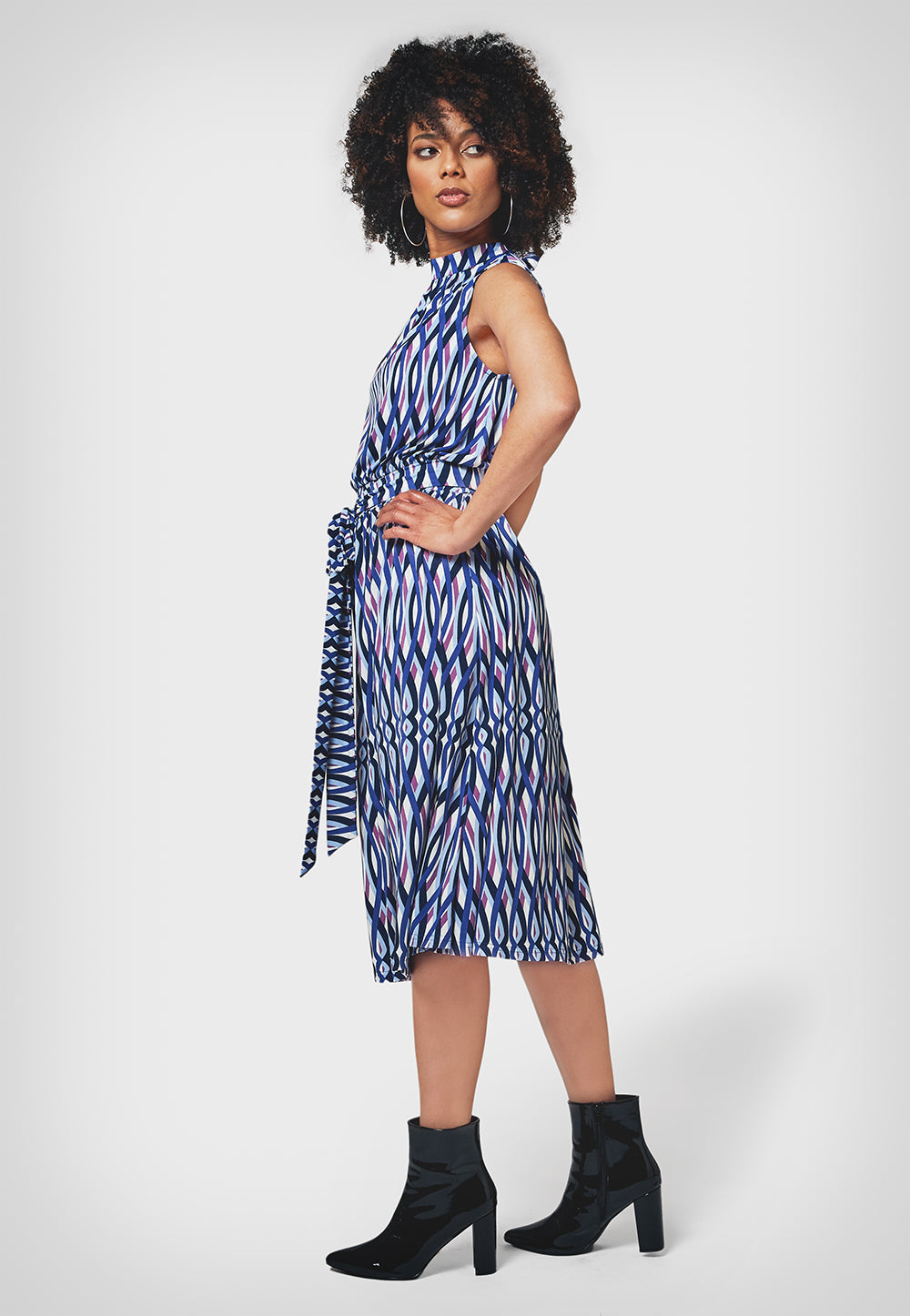 Vestido Mindy sem mangas feminino Leota em azul cristal retrô