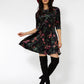 Vestido de veludo Melanie com manga 3/4 feminino Leota, preto