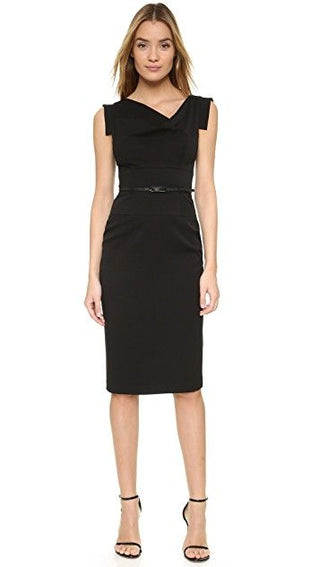 Vestido tubinho de gabardine com cinto 'Jackie' feminino Black Halo, tamanho 0