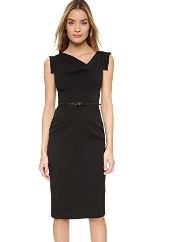Vestido tubinho de gabardine com cinto 'Jackie' feminino Black Halo, tamanho 0