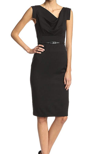 Vestido Jackie O com cinto feminino Black Halo, preto, tamanho 6