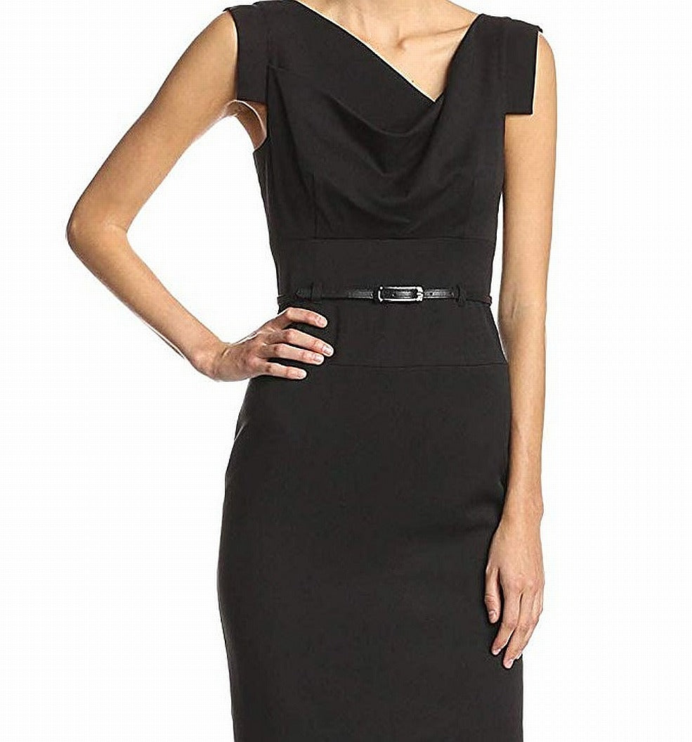 Vestido Jackie O com cinto feminino Black Halo, preto, tamanho 6