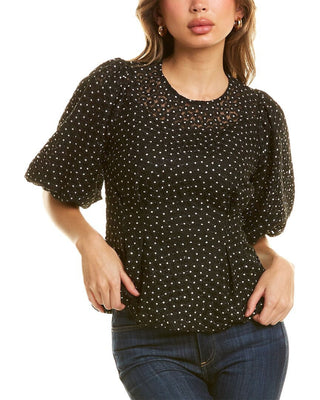 Top Gracia feminino bordado com flores, preto