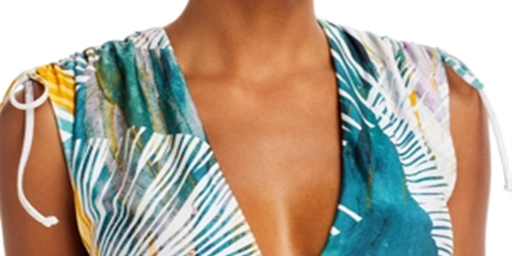 Andrea Iyamah Menasa Top de biquíni franzido com armação verde tamanho M