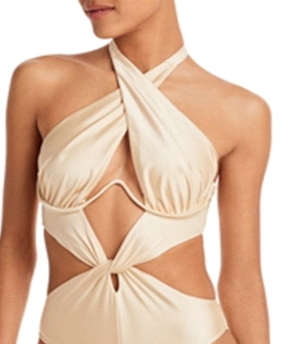 Andrea Iyamah Maiô Feminino Nayo Metallic Branco Tamanho Pequeno