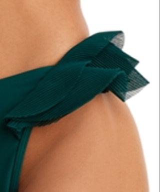 Andrea Iyamah Calcinha de biquíni feminina Salama com babados, verde, tamanho médio