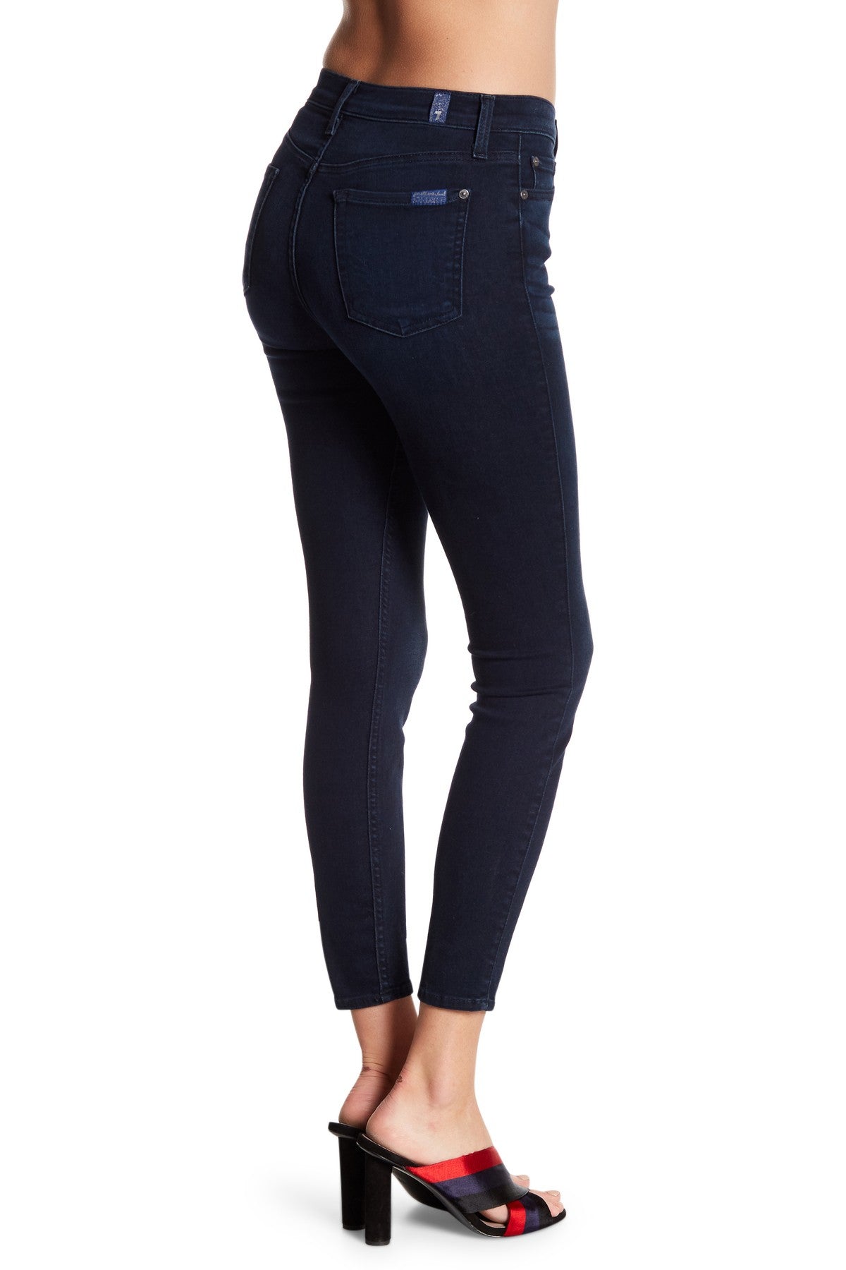 Calça jeans skinny feminina Gwenevere cintura alta até o tornozelo, azul, tamanho 28