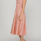 She + Sky - Striped Split Neck Sleeveless Midi Dress
