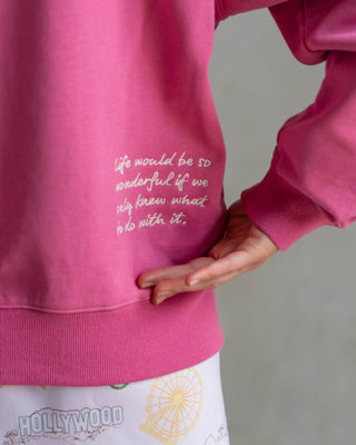 Care Tucker - Moletom Hollywood de gola redonda folgado dos anos 90